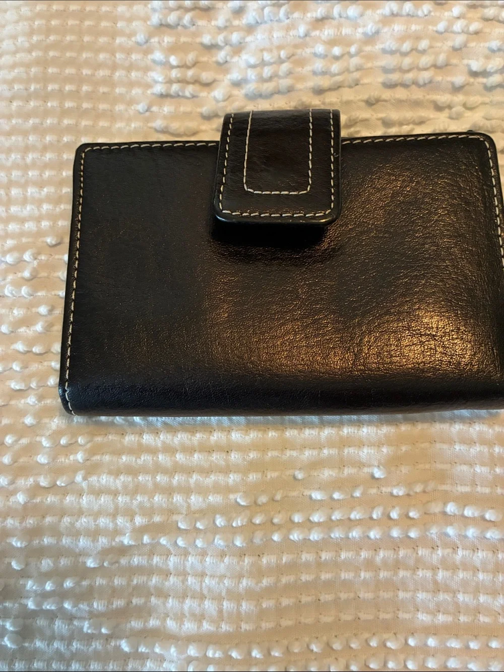 Fossil Black Genuine Leather Wallet with Zip Pocket